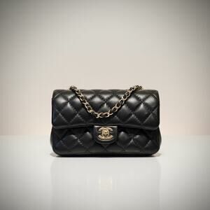 Chanel Extra Mini Flap 25A Black Lambskin Gold HW NIB Full Set RARE